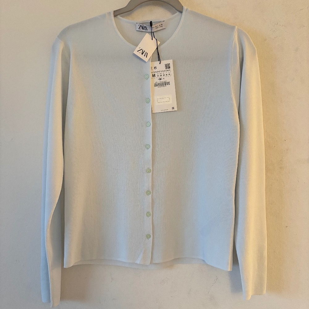 Zara light heavenly blue cardigan Button Size M
